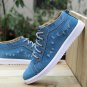 British Style Fashion Vintage Denim Jean Canvas Shoes Men High-top Casual Man Ankle Boots Flat Shoes