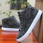 British Style Fashion Vintage Denim Jean Canvas Shoes Men High-top Casual Man Ankle Boots Flat Shoes