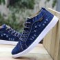 British Style Fashion Vintage Denim Jean Canvas Shoes Men High-top Casual Man Ankle Boots Flat Shoes