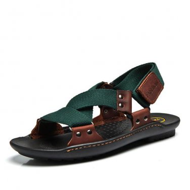 Brand New Summer Casual Sandals Men Beach Shoes Genuine Leather Nylon Flat Shoes Breathable Zapatos 
