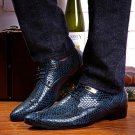 Men\'s Fashion Business Wedding Dress Shoes Snake Skin Pattern Leather Shoes Casual Pointed Toe Flat