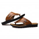 Men Flip Flops Genuine Leather Slippers Summer Fashion Beach Sandals Casual Leisure Shoes for Man So