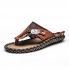 Luxury Brand  New Men\'s Flip Flops Genuine Leather Slippers Summer Fashion Beach Sandals Shoes For 
