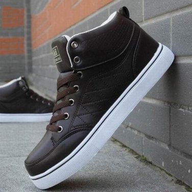 Front Lace-Up Breathable Ankle Boots Autumn Brand Men\'s  White Black Shoes