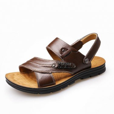 Men Summer Sandals Mens Genuine Leather Shoes Casual Beach Sandals Slippers two-in-one Flats Shoes