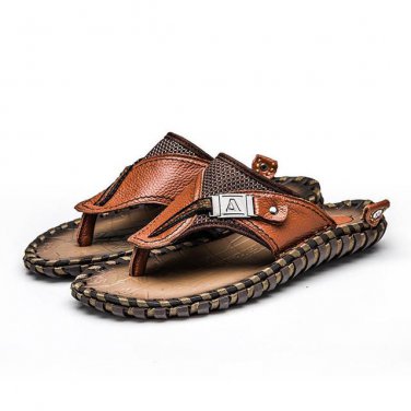 Brand Genuine Leather Summer Men Slippers Beach Sandals Comfort Men Casual Shoes Fashion Men Flip Fl