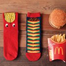 Novelty Cute Fashion Funny Chips Hamburger Printing Cotton Men Socks Casual Originality Red Calcetin