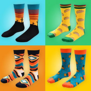 New Arrival Fashion Men Socks Crew Long Cactus Pineapple Pine Print Skate Casual Happy Funny Brand C