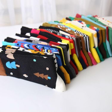 20 Style Autumn Winter Men Funny Socks Cotton Warm Cheap Colorful Fashion Long Novelty Socks Striped
