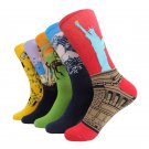 Autumn Winter Fashion Printed Socks Men Hit Color Cotton High Elastic Male Sock Wedding Gift