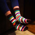 Men\'s Funny Socks Striped Color Socks For Men Short Cotton Socks Warm Diamond Printing Casual Stand