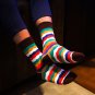 Men\'s Funny Socks Striped Color Socks For Men Short Cotton Socks Warm Diamond Printing Casual Stand