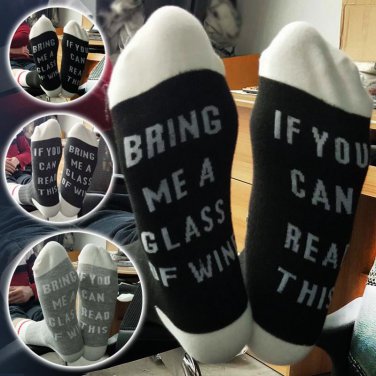 Custom Letters Socks If You Can Read This Bring Me Wine Coffee Autumn Spring Winter Cotton Socks Wom