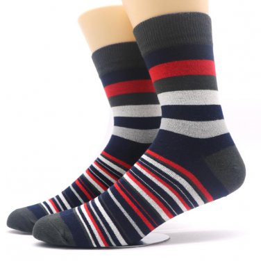 1Pairs Men\'s Socks Chaussette Striped Print Male Long Socks Long Men\'s Business Mens Dress Sock Me