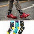 Fashion Socks Men Cotton Crew Polka Dot Print Skate Dress Brand Happy Harajuku Novelty Calcetine Sox