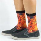 Men\'s In Flame Print Skate Socks USA Size 8-10 ,Euro Size 41-43 ( 100% Polyester )