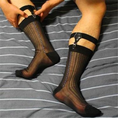 2017 Hot New socks Men\'s Sheer Silk socks hoses Transparent Sexy Men Stockings Dress suit Formal so