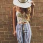 Women Boho Strap Tank Lace Bra Vest Crop Top Bralette Beach Shirt Blouse L