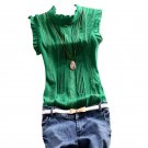 Summer Retro Style Women Reffle Shirt Chiffon Blouse Office Lady Casual Tops S M L XL