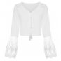 Long Sleeve Womens Boho Shirt White Lace Blouse 2017 Summer Ladies Dentelle Mesh Tops Femme Blusas F