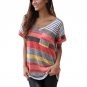 2017 Summer Hot Women Blouse V-Neck Short Sleeve Pockets Blouse Shirt Fashion Women Patchwork Color 