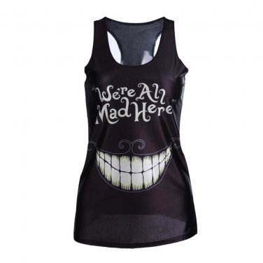 1pc New 2017 women summer 3d vests,Multi-Color Gothic Punk Clubwear T-Shirt Print Tank Top Vest Blou