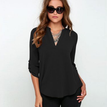 Women Summer Style Chiffon Blouses Shirts Lady Girls Casual Long Sleeve V-Neck Blusas S-6XL Plus Siz