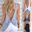 2017 New Arrival Summer Women Sexy Sleeveless Backless Shirt Knotted Tank Top Blouse Vest Tops Tshir