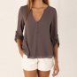 Blusas Mujer De Moda 2017 Kimono Mujer Long Sleeve Blouse V Neck Chiffon Blouse Plus Size Shirt Wome