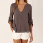 Blusas Mujer De Moda 2017 Kimono Mujer Long Sleeve Blouse V Neck Chiffon Blouse Plus Size Shirt Wome