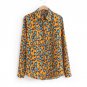 Autumn New Arrived Orange Leopard Shirt Women\'s Chiffon Lapel Long Sleeved Shirt Leopard printing B