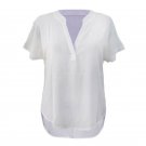 Women Blouses Solid V-neck Short Sleeve Chiffon Shirts Female Loose Casual Summer Blouse