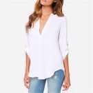 New Summer Fashion Women Casual V-neck Long Sleeve Blouse Casual Womens Loose Tops Blouses Clothing