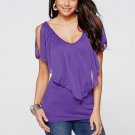 Chiffon Ladied Summer Blouses Women Ladies Loose Casual Butterfly Sleeves Shirts Wpmens Tops S-XL Ho