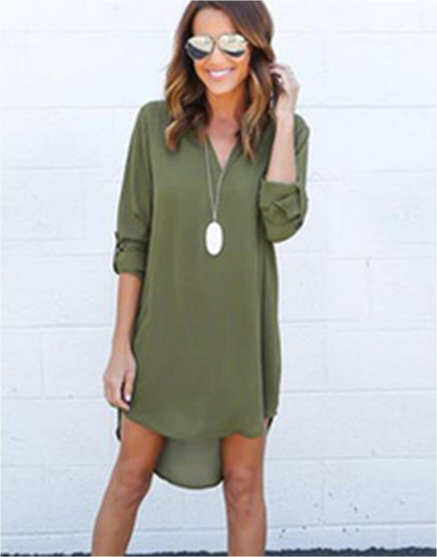 2017 Women Chiffon Summer casual 4 colors Long Sleeve Loose Casual Tops Blouse UK 6-18