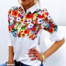 Fashion Women Long Sleeve Butterfly/Flower Print Blouse Top Loose Slim Fit Shirt Blouses Tops JL