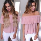 New Women Ladies Clothing Tops Summer Casual Loose Ruffle Off Shoulder Tops Off Shoulder Blouse Clot