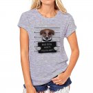2017 New Women Fashion Gray White Solid Color Tops Cute Dog Harajuku Print Shirt Round Neck Short Sl