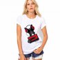 2017 New Women Fashion Gray White Solid Color Tops Cute Dog Harajuku Print Shirt Round Neck Short Sl