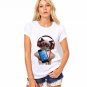 2017 New Women Fashion Gray White Solid Color Tops Cute Dog Harajuku Print Shirt Round Neck Short Sl
