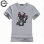 2017 New Women Fashion Gray White Solid Color Tops Cute Dog Harajuku Print Shirt Round Neck Short Sl