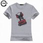 2017 New Women Fashion Gray White Solid Color Tops Cute Dog Harajuku Print Shirt Round Neck Short Sl