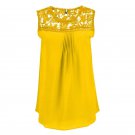 Women Tops Summer Casual Chiffon Blouse Lace Patchwork Sleeveless Floral O-neck Shirts Ladies Blouse