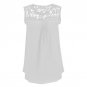 Women Tops Summer Casual Chiffon Blouse Lace Patchwork Sleeveless Floral O-neck Shirts Ladies Blouse