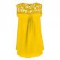 Women Tops Summer Casual Chiffon Blouse Lace Patchwork Sleeveless Floral O-neck Shirts Ladies Blouse