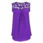 Women Tops Summer Casual Chiffon Blouse Lace Patchwork Sleeveless Floral O-neck Shirts Ladies Blouse