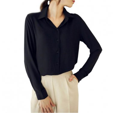 New Trendy Women\'s Long Sleeve Loose Chiffon Shirt Casual Blouse Tee Shirt Tops