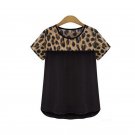 2017 New Fashion Summer Cooling Women Blouse Leopard Printed Chiffon Short Casual Blouse Shirt Tops 