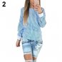 Women\'s Sexy Bowknot Backless Striped Slim Blouse Shirt Long Sleeve O Neck Top