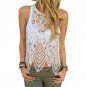 Blusas Sexy Hollow out Summer White Women Lace Crochet Vest Tank Top Casual Sleeveless Blouse vetem